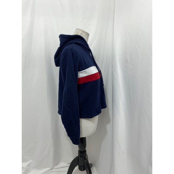 Forever 21 Women's Hoodie Blue Red and White Striped Cropped Size Small - Picture 4 of 6